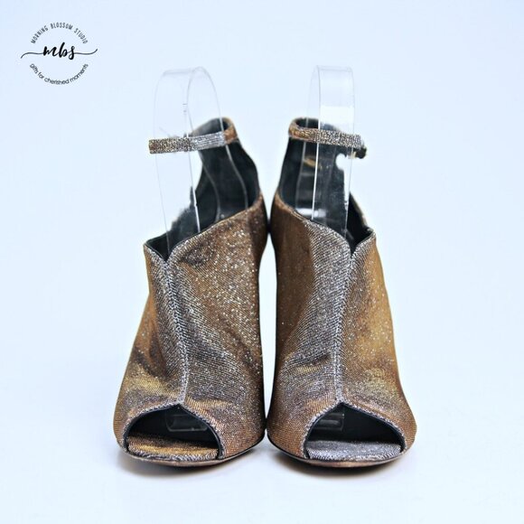 Brian Atwood BFliese Metallic Peep Toe Stilettos Silver Gold Women 7.5 - Picture 4 of 14